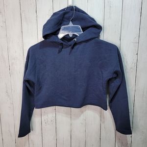 New! Noroze Navy Blue Girls Cropped Hoodie Size 9/10 Long Sleeve Cotton Blend.